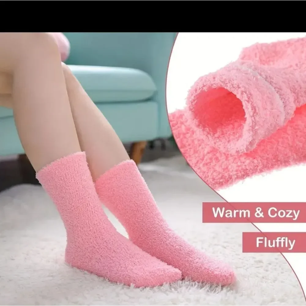 5 Pair Women's Winter Fuzzy Socks Cozy Fluffy Warm Slipper Socks Sleep Socks